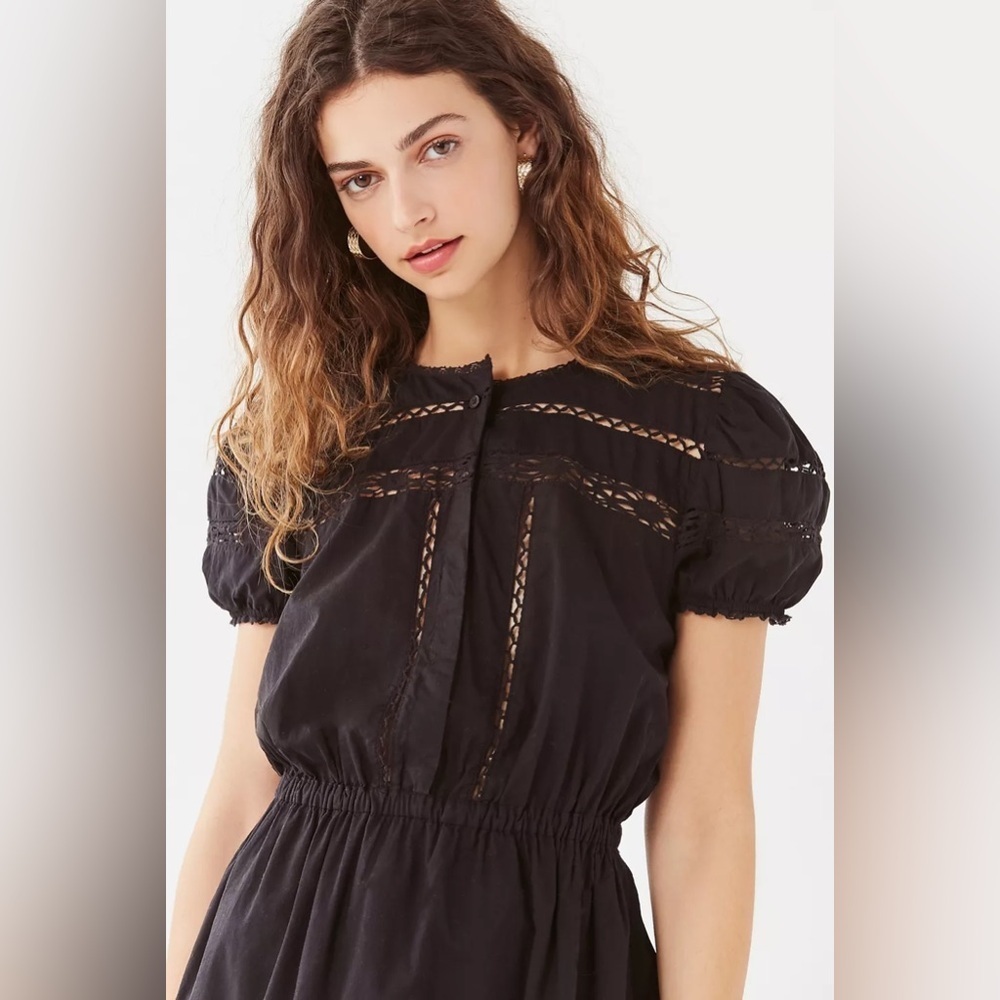 🖤 Urban Outfitters Luna Crotchet Button-Down Mini Dress - Picture 5 of 10